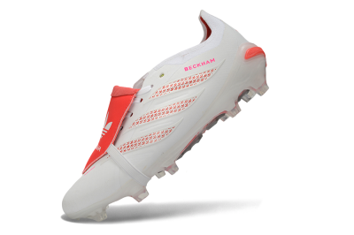 Adidas Predator 26 Elite Fold-Over Tongue FG Firm Ground Soccer Cleats - White/Cloud White/Solar Red