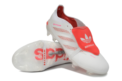 Adidas Predator 26 Elite Fold-Over Tongue FG Firm Ground Soccer Cleats - White/Cloud White/Solar Red