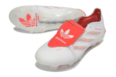 Adidas Predator 26 Elite Fold-Over Tongue FG Firm Ground Soccer Cleats - White/Cloud White/Solar Red