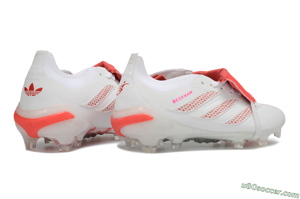 Adidas Predator 26 Elite Fold-Over Tongue FG Firm Ground Soccer Cleats - White/Cloud White/Solar Red 7