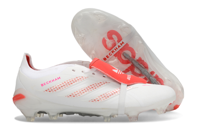 Adidas Predator 26 Elite Fold-Over Tongue FG Firm Ground Soccer Cleats - White/Cloud White/Solar Red