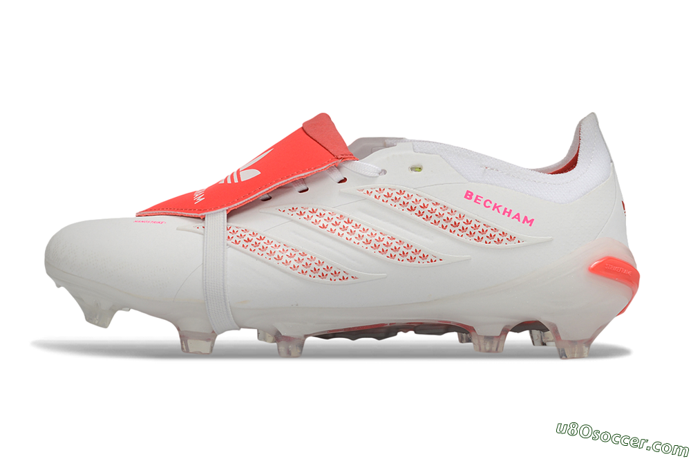 Adidas Predator 26 Elite Fold-Over Tongue FG Firm Ground Soccer Cleats - White/Cloud White/Solar Red 2