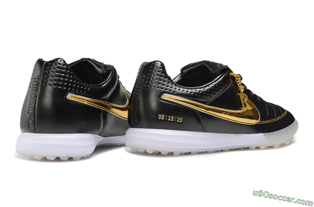 Nike Tiempo Legend SE TF Artificial Turf Soccer Shoes - Black/Black/Metallic Gold 6