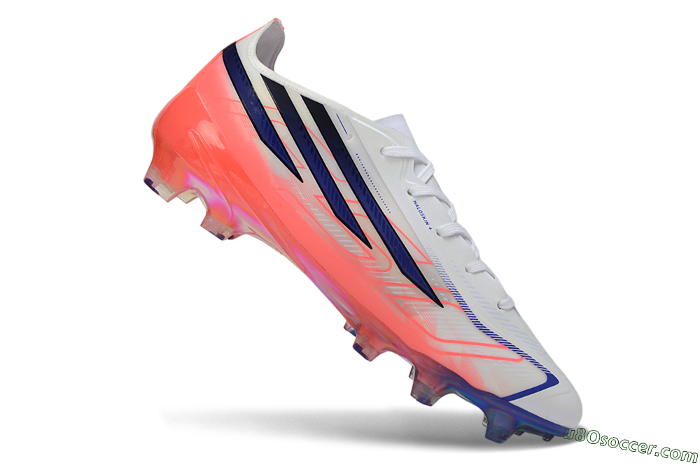 Adidas F50 Hyperfast Elite FG Firm Ground Soccer Cleats - White/Solar Red/Lucid Blue 5