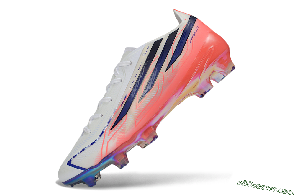 Adidas F50 Hyperfast Elite FG Firm Ground Soccer Cleats - White/Solar Red/Lucid Blue 6