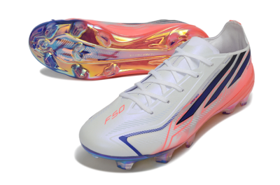 Adidas F50 Hyperfast Elite FG Firm Ground Soccer Cleats - White/Solar Red/Lucid Blue