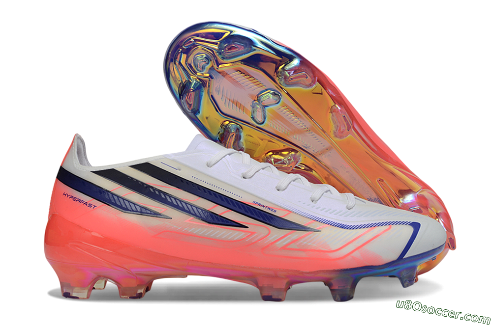 Adidas F50 Hyperfast Elite FG Firm Ground Soccer Cleats - White/Solar Red/Lucid Blue 1