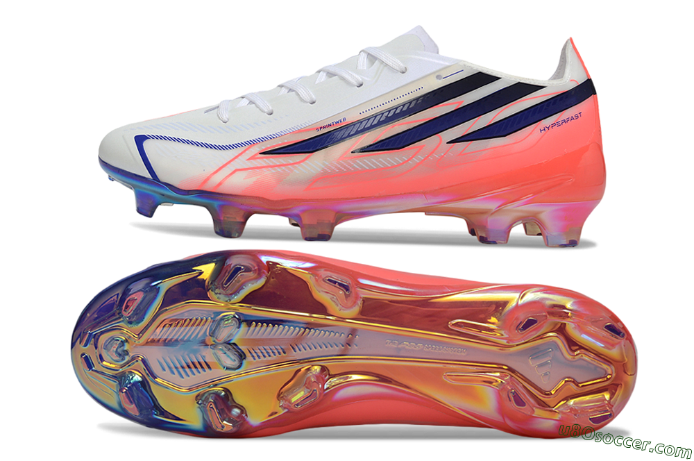 Adidas F50 Hyperfast Elite FG Firm Ground Soccer Cleats - White/Solar Red/Lucid Blue 0