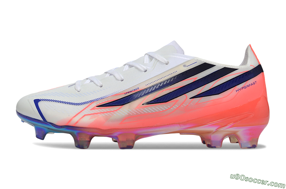 Adidas F50 Hyperfast Elite FG Firm Ground Soccer Cleats - White/Solar Red/Lucid Blue 2