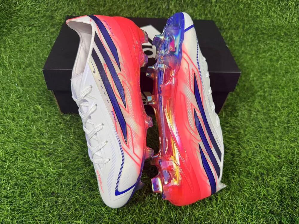 Adidas F50 Hyperfast Elite FG Firm Ground Soccer Cleats - White/Solar Red/Lucid Blue
