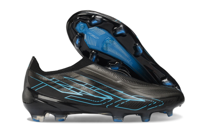 Adidas F50 Hyperfast Elite Laceless FG Firm Ground Soccer Cleats - Black/Core Black/Lucid Blue