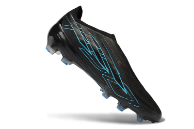 Adidas F50 Hyperfast Elite Laceless FG Firm Ground Soccer Cleats - Black/Core Black/Lucid Blue