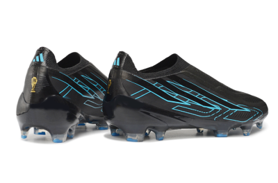 Adidas F50 Hyperfast Elite Laceless FG Firm Ground Soccer Cleats - Black/Core Black/Lucid Blue