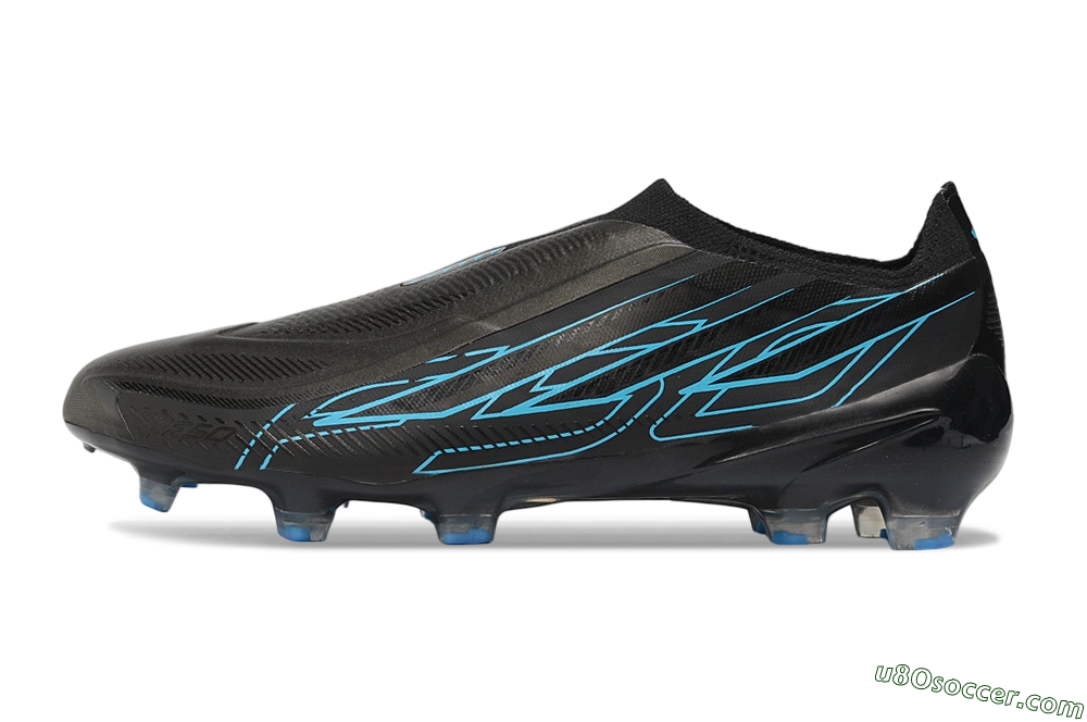Adidas F50 Hyperfast Elite Laceless FG Firm Ground Soccer Cleats - Black/Core Black/Lucid Blue 2