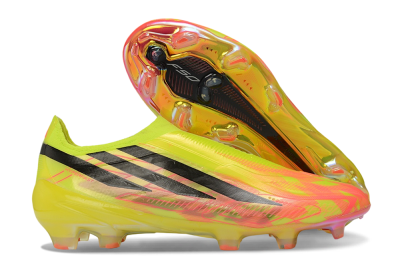 Adidas F50 Hyperfast Elite Laceless FG Firm Ground Soccer Cleats - Yellow/Solar Yellow/Lucid Pink
