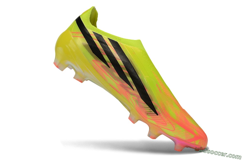 Adidas F50 Hyperfast Elite Laceless FG Firm Ground Soccer Cleats - Yellow/Solar Yellow/Lucid Pink 4