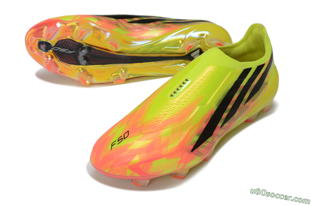 Adidas F50 Hyperfast Elite Laceless FG Firm Ground Soccer Cleats - Yellow/Solar Yellow/Lucid Pink 3