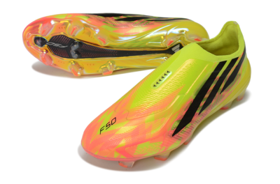 Adidas F50 Hyperfast Elite Laceless FG Firm Ground Soccer Cleats - Yellow/Solar Yellow/Lucid Pink
