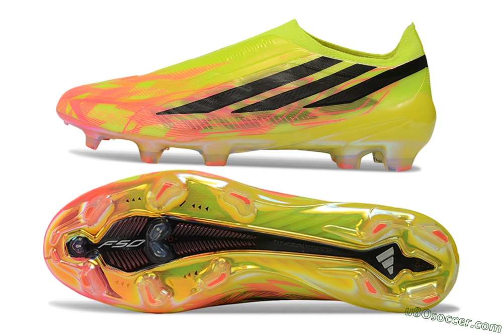 Adidas F50 Hyperfast Elite Laceless FG Firm Ground Soccer Cleats - Yellow/Solar Yellow/Lucid Pink 0