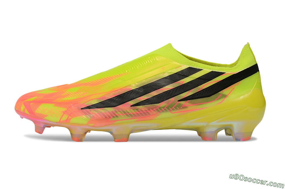 Adidas F50 Hyperfast Elite Laceless FG Firm Ground Soccer Cleats - Yellow/Solar Yellow/Lucid Pink 2