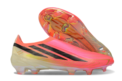 Adidas F50 Hyperfast Elite Laceless FG Firm Ground Soccer Cleats - Pink/Solar Pink/Iridescent White