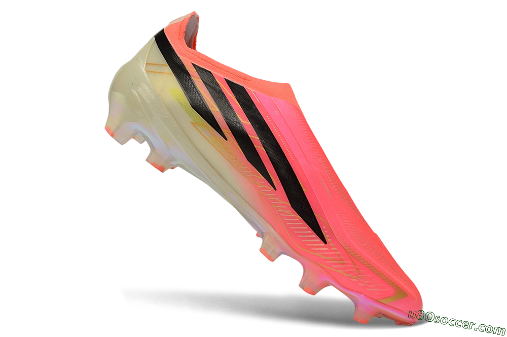 Adidas F50 Hyperfast Elite Laceless FG Firm Ground Soccer Cleats - Pink/Solar Pink/Iridescent White 4