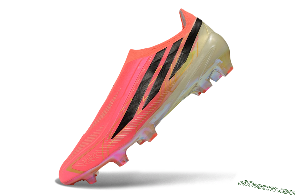 Adidas F50 Hyperfast Elite Laceless FG Firm Ground Soccer Cleats - Pink/Solar Pink/Iridescent White 5
