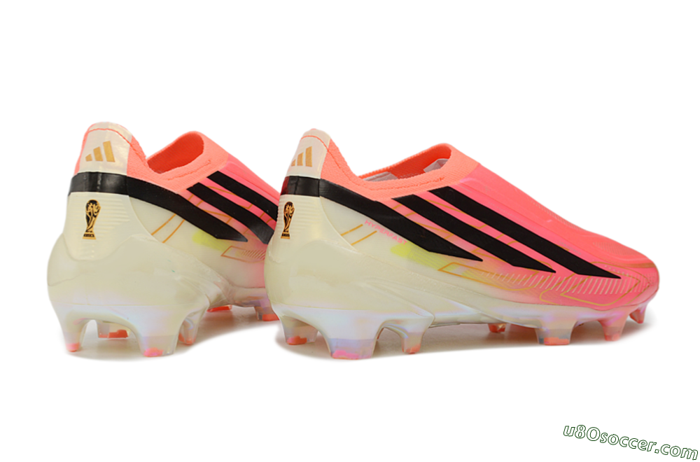 Adidas F50 Hyperfast Elite Laceless FG Firm Ground Soccer Cleats - Pink/Solar Pink/Iridescent White 6