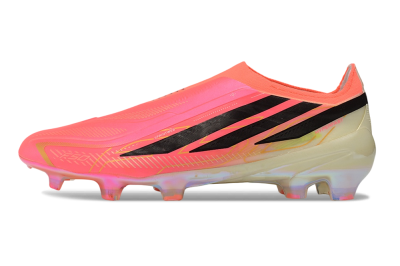 Adidas F50 Hyperfast Elite Laceless FG Firm Ground Soccer Cleats - Pink/Solar Pink/Iridescent White