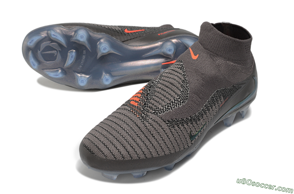 Nike Phantom 6 Elite High FG Firm Ground Soccer Cleats - Grey/Dark Smoke/Metallic Olive 3