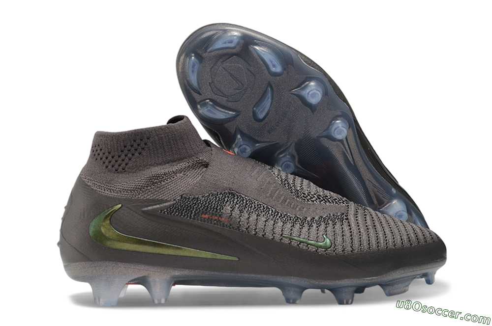 Nike Phantom 6 Elite High FG Firm Ground Soccer Cleats - Grey/Dark Smoke/Metallic Olive 1
