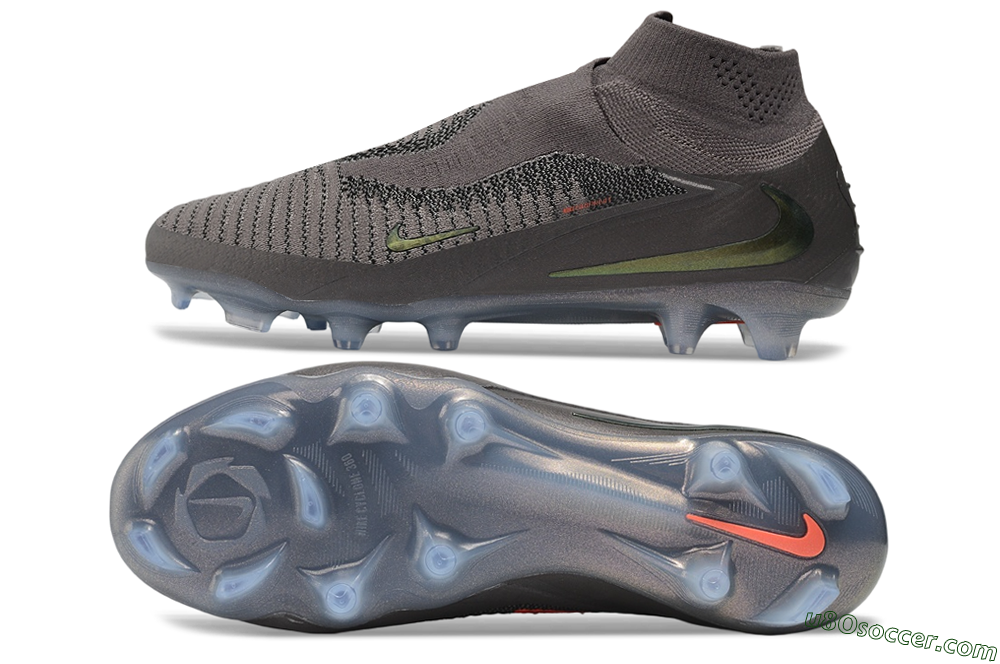 Nike Phantom 6 Elite High FG Firm Ground Soccer Cleats - Grey/Dark Smoke/Metallic Olive 0