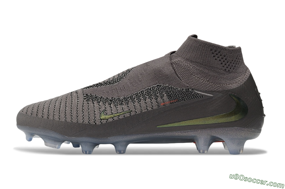 Nike Phantom 6 Elite High FG Firm Ground Soccer Cleats - Grey/Dark Smoke/Metallic Olive 2