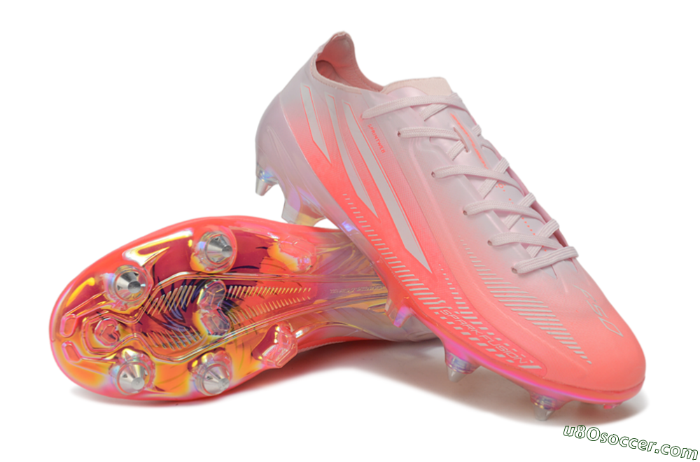 Adidas F50 Hyperfast Elite SG Soft Ground Soccer Cleats - Pink/Sunset Glow/Iridescent Pearl 3