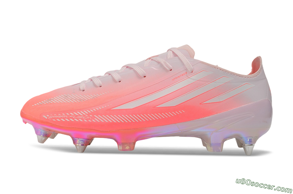 Adidas F50 Hyperfast Elite SG Soft Ground Soccer Cleats - Pink/Sunset Glow/Iridescent Pearl 2