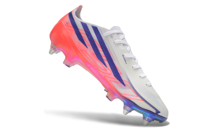 Adidas F50 Hyperfast Elite SG Soft Ground Soccer Cleats - White/Lucid Blue/Solar Red