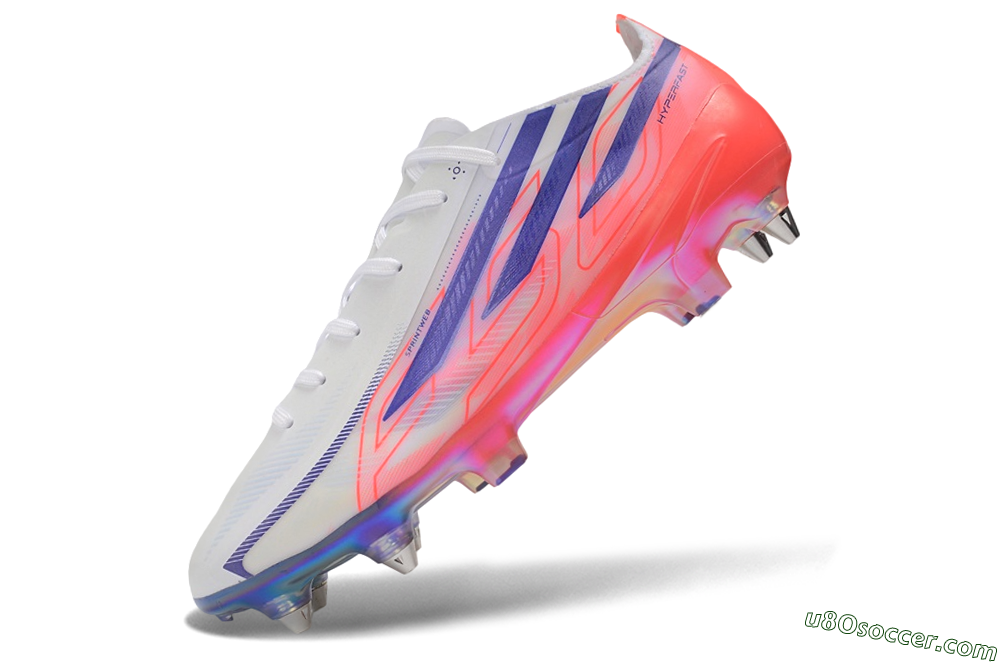 Adidas F50 Hyperfast Elite SG Soft Ground Soccer Cleats - White/Lucid Blue/Solar Red 5