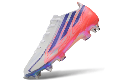 Adidas F50 Hyperfast Elite SG Soft Ground Soccer Cleats - White/Lucid Blue/Solar Red