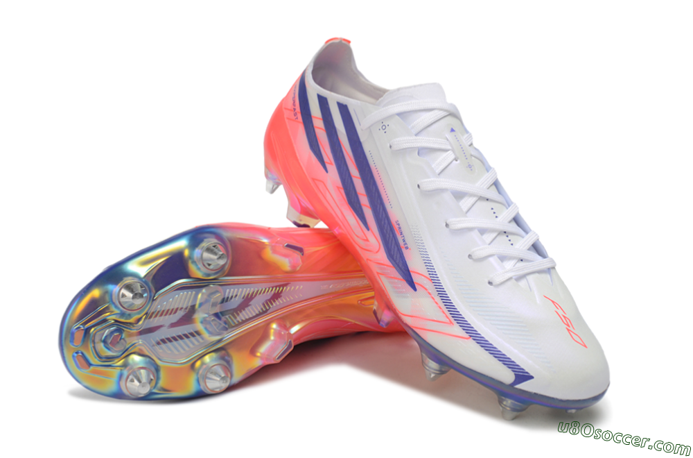 Adidas F50 Hyperfast Elite SG Soft Ground Soccer Cleats - White/Lucid Blue/Solar Red 3