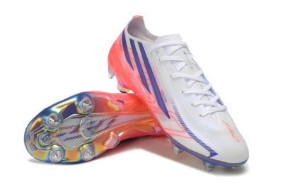 Adidas F50 Hyperfast Elite SG Soft Ground Soccer Cleats - White/Lucid Blue/Solar Red