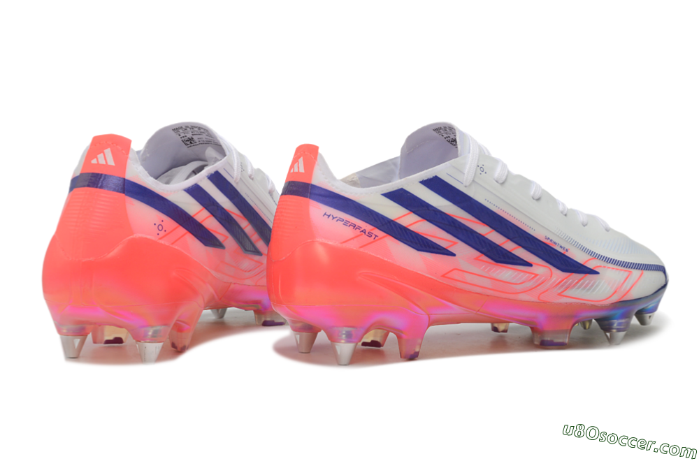 Adidas F50 Hyperfast Elite SG Soft Ground Soccer Cleats - White/Lucid Blue/Solar Red 6