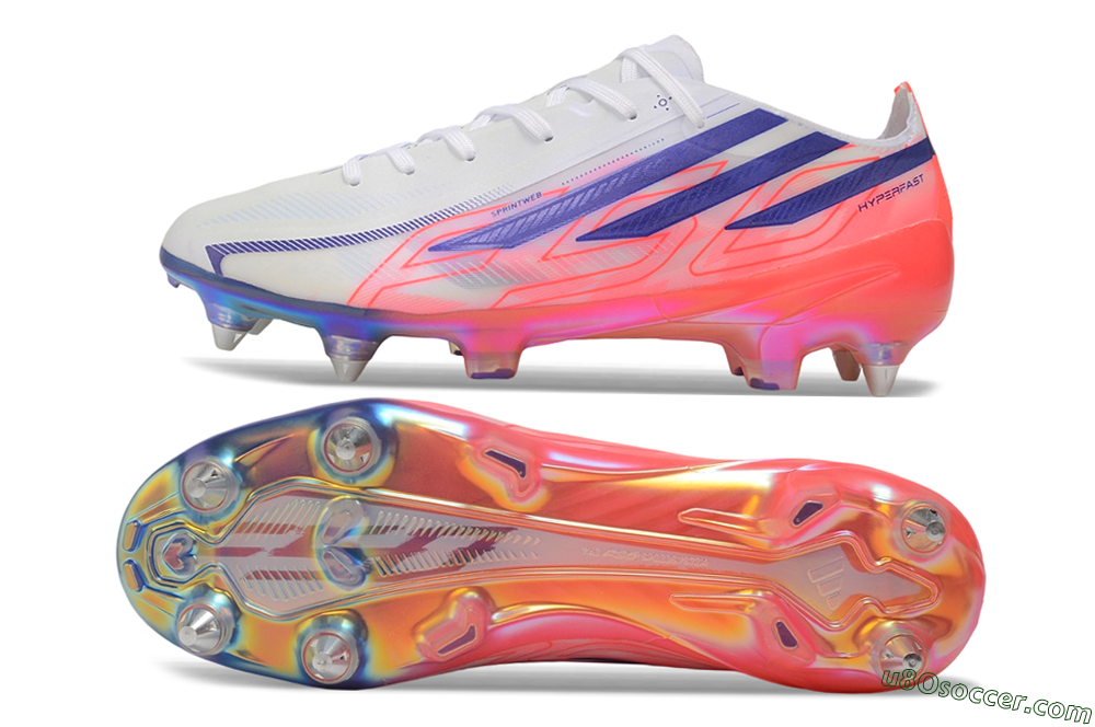 Adidas F50 Hyperfast Elite SG Soft Ground Soccer Cleats - White/Lucid Blue/Solar Red 0