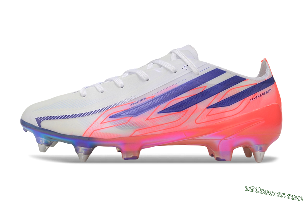 Adidas F50 Hyperfast Elite SG Soft Ground Soccer Cleats - White/Lucid Blue/Solar Red 2