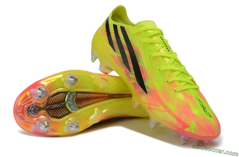 Adidas F50 Hyperfast Elite SG Soft Ground Soccer Cleats - Yellow/Solar Yellow/Lucid Pink 3