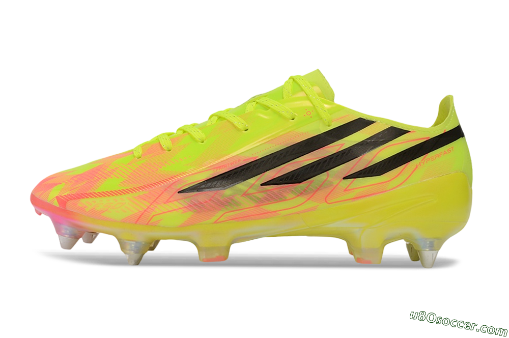 Adidas F50 Hyperfast Elite SG Soft Ground Soccer Cleats - Yellow/Solar Yellow/Lucid Pink 2