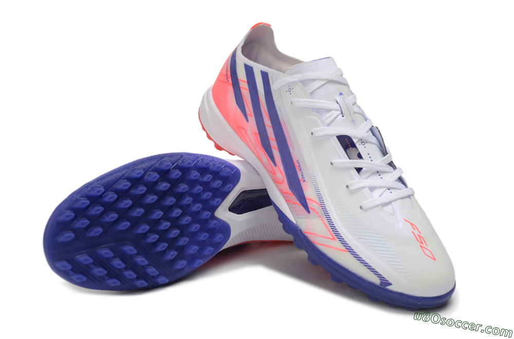 Adidas F50 Hyperfast Elite TF Artificial Turf Soccer Shoes - White/Lucid Blue/Solar Red 3