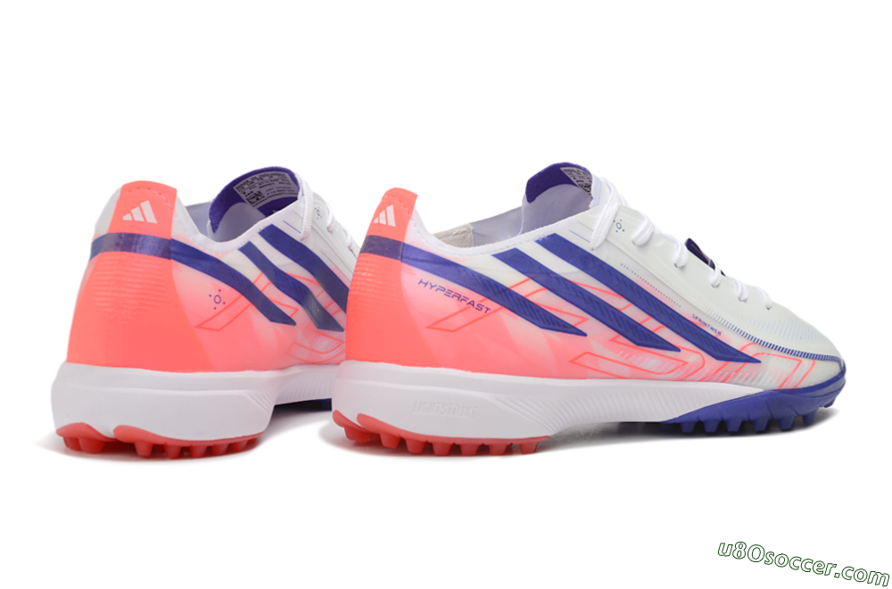 Adidas F50 Hyperfast Elite TF Artificial Turf Soccer Shoes - White/Lucid Blue/Solar Red 6