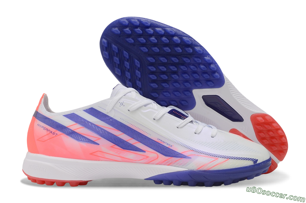 Adidas F50 Hyperfast Elite TF Artificial Turf Soccer Shoes - White/Lucid Blue/Solar Red 1