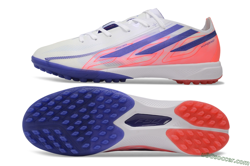 Adidas F50 Hyperfast Elite TF Artificial Turf Soccer Shoes - White/Lucid Blue/Solar Red 0