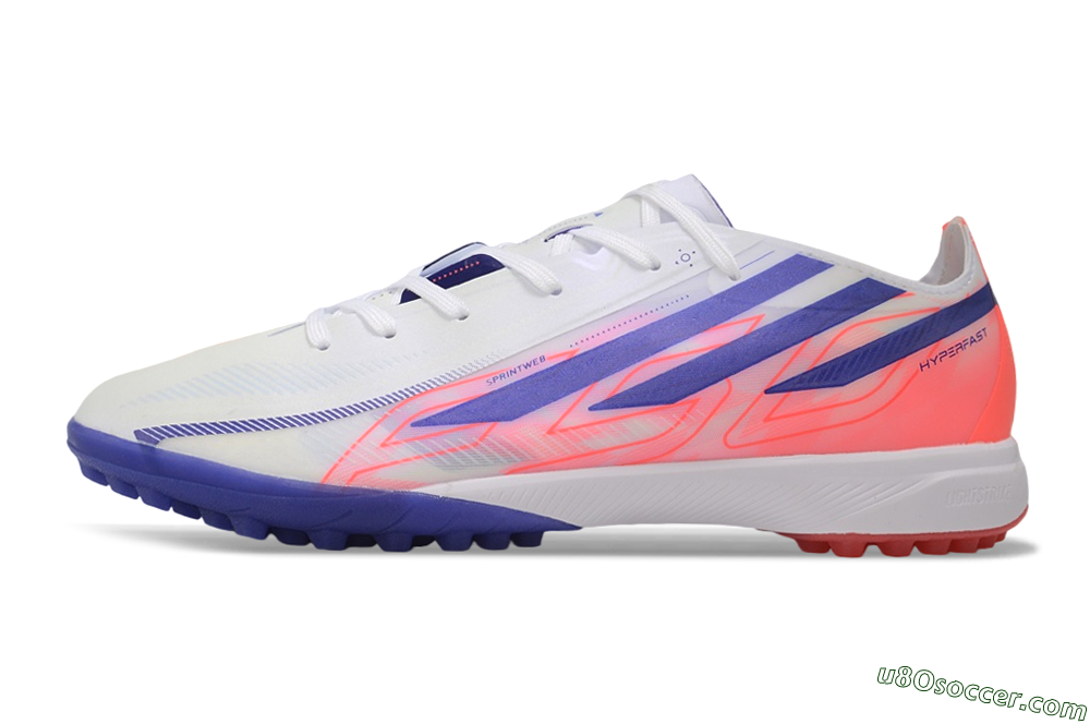 Adidas F50 Hyperfast Elite TF Artificial Turf Soccer Shoes - White/Lucid Blue/Solar Red 2